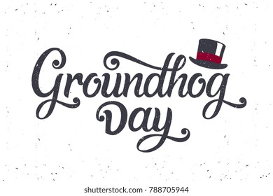 Groundhog Day typography vector design for greeting cards and poster. Lettering greeting. Vector illustration.