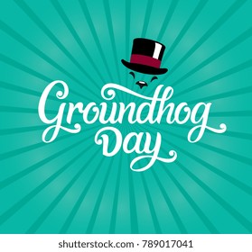 Groundhog Day typography vector design for greeting cards and poster. Lettering greeting. Vector illustration.