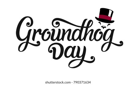 Groundhog Day typography vector design for greeting cards and poster. Lettering greeting. Vector illustration.