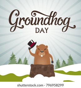 Groundhog Day typography vector design for greeting cards and poster. Lettering greeting. Vector illustration.