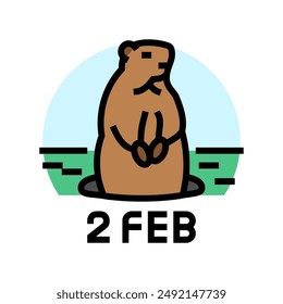 groundhog day usa holiday color icon vector. groundhog day usa holiday sign. isolated symbol illustration