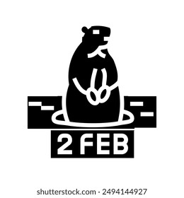 groundhog day usa holiday glyph icon vector. groundhog day usa holiday sign. isolated symbol illustration