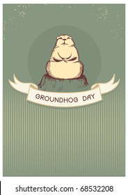 Groundhog day . Vector graphic postcard background