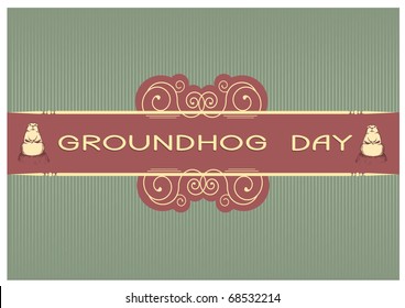 Groundhog day . Vector graphic postcard background