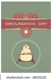 Groundhog day . Vector graphic postcard background