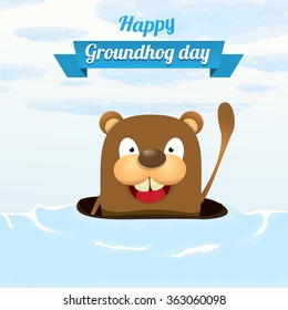 Groundhog day. vector greeting card to groundhog day 2 february. Spring beginning .