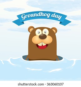 Groundhog day. vector greeting card to groundhog day 2 february. Spring beginning .