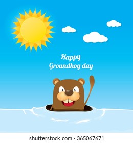 Groundhog day. vector greeting card to groundhog day 2 february. Spring beginning .
