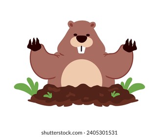groundhog funny animal illustration isolated