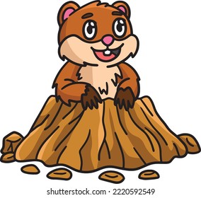 Groundhog Girl Cartoon Colored Clipart 