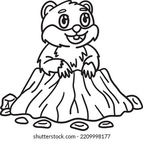 Groundhog Girl Isolated Coloring Page for Kids