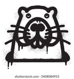 Groundhog graffiti drawn with black spray paint