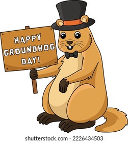 Groundhog with Hat Cartoon Colored Clipart 