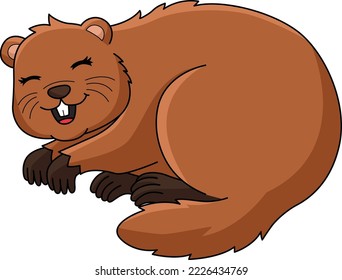 Groundhog Hibernating Cartoon Colored Clipart 