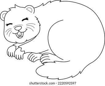 Groundhog Hibernating Isolated Coloring Pag