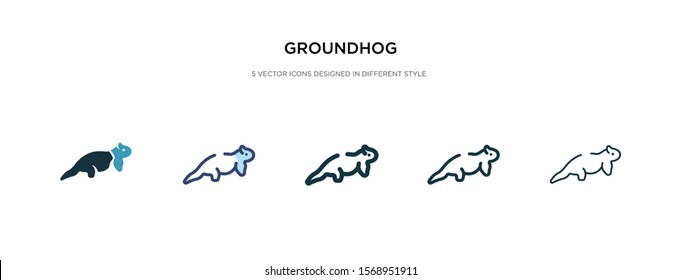 groundhog icon in different style vector illustration. two colored and black groundhog vector icons designed in filled, outline, line and stroke style can be used for web, mobile, ui