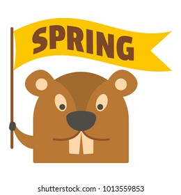 Groundhog icon. Flat illustration of groundhog vector icon for web