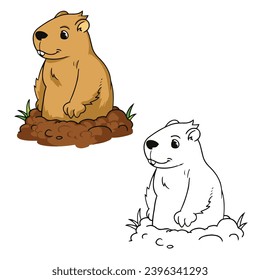 Groundhog icon. Simple design outline style. You can change color you want. Vector illustration