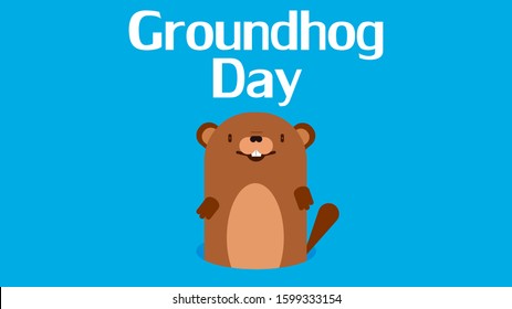 Groundhog labeled groundhog day, vector art illustration.