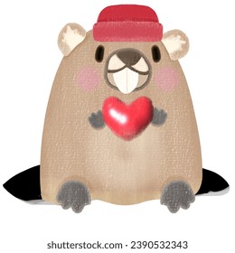 Groundhog loves nature, groundhog vector.