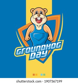 groundhog mascot vector illustration, animal mascot, logo colorfull, vintage, emblem design for eSports team