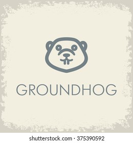 Groundhog minimalist logo and icon the face white