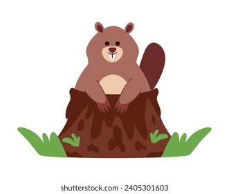 groundhog on tree illustration isolated