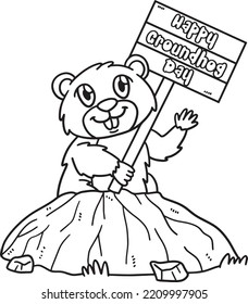 Groundhog with Placard Isolated Coloring Page