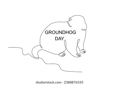 A groundhog predicts winter. Groundhog day one-line drawing