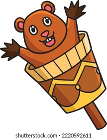 Groundhog Puppet Cartoon Colored Clipart 