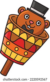 Groundhog Puppet with Hat Cartoon Colored Clipart