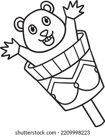 Groundhog Puppet Isolated Coloring Page for Kids