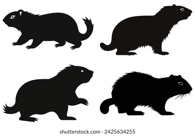 Groundhog running silhouette design, groundhog running  black vector design ,
