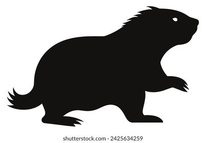 Groundhog running silhouette design, groundhog running  black vector design ,
