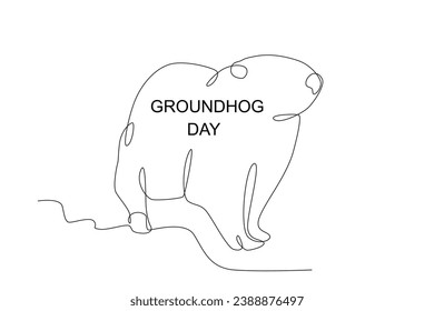 A groundhog saw his shadow. Groundhog day one-line drawing