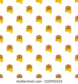 Groundhog in scarf pattern seamless vector repeat for any web design