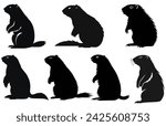 Groundhog silhouette design, groundhog black vector design, groundhog marmot silhouette.