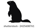 Groundhog silhouette design, groundhog black vector design, groundhog marmot silhouette.