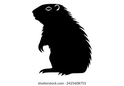 Groundhog silhouette design, groundhog black vector design, groundhog marmot silhouette.