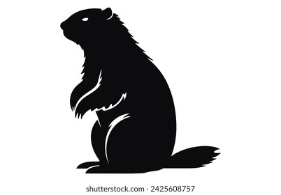 Groundhog silhouette design, groundhog black vector design, groundhog marmot silhouette.