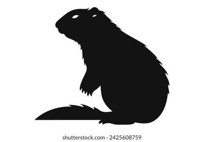 Groundhog silhouette design, groundhog black vector design, groundhog marmot silhouette.