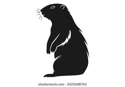 Groundhog silhouette design, groundhog black vector design, groundhog marmot silhouette.