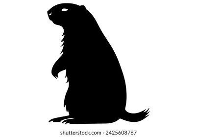 Groundhog silhouette design, groundhog black vector design, groundhog marmot silhouette.