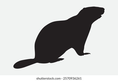 Groundhog Silhouette Vector Illustration Isolated on white background
