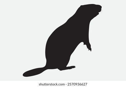 Groundhog Silhouette Vector Illustration Isolated on white background
