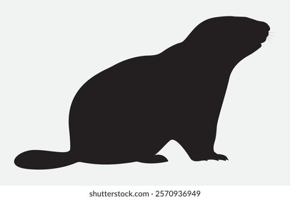 Groundhog Silhouette Vector Illustration Isolated on white background
