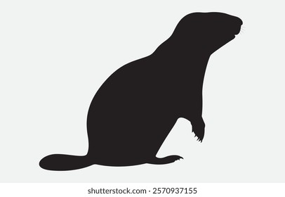 Groundhog Silhouette Vector Illustration Isolated on white background
