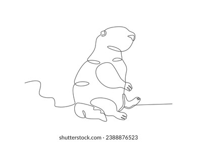 A groundhog sitting down. Groundhog day one-line drawing