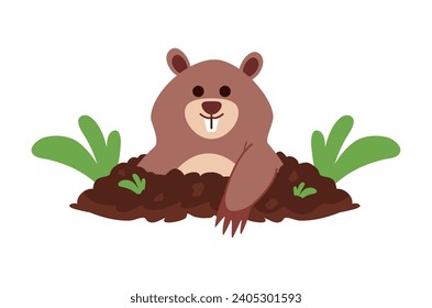 groundhog in the soil illustration