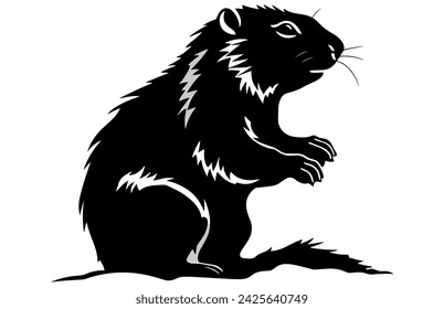 Groundhog Thinking silhouette design, groundhog Thinking black vector design ,
